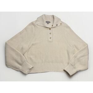 J. Crew Ribbed Cotton Button-Collar Sweater Long Sleeve Sz M